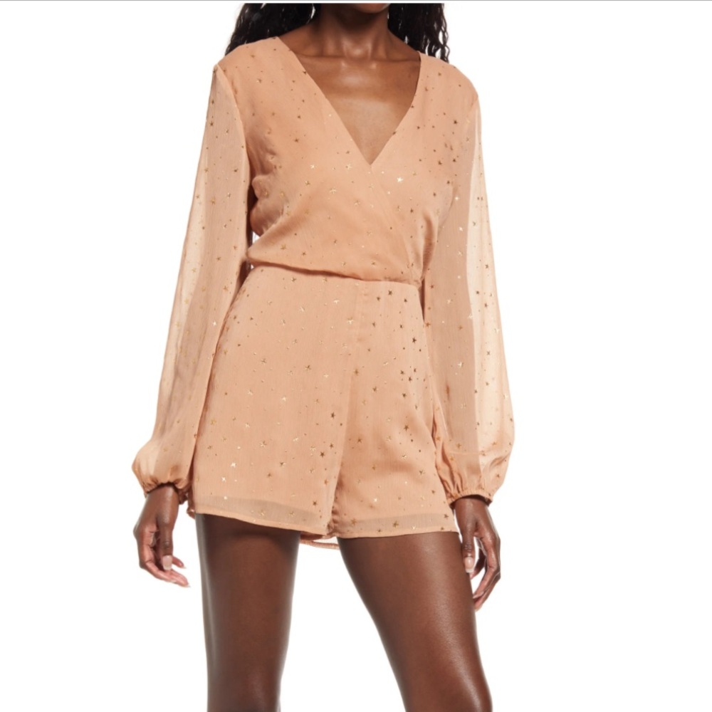 NWT Lulu's Whimsical Dreams Star Print Long Sleeve Romper